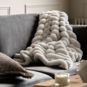 Luxurious Ribbed Faux Fur Throw Natural